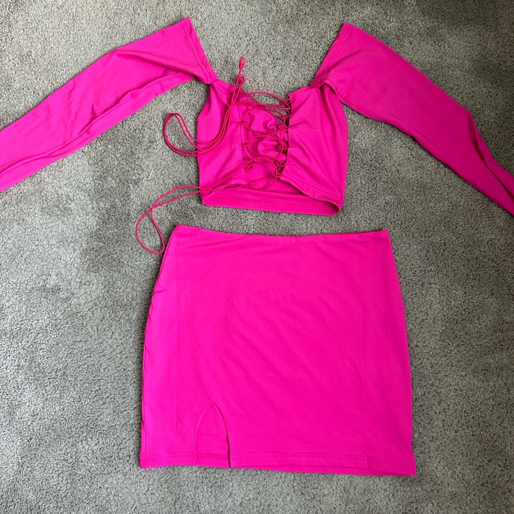 Pink Ruched Mini Skirt - Picture 5 of 6